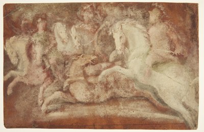 Battle Scene with Horses and Two Riders by after Lambert van Haven