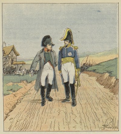 On the Way to Elba, Napoleon Meets Augereau by after Louis Charles Bombled