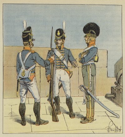 English Artillery, On Foot, On Horseback by after Louis Charles Bombled