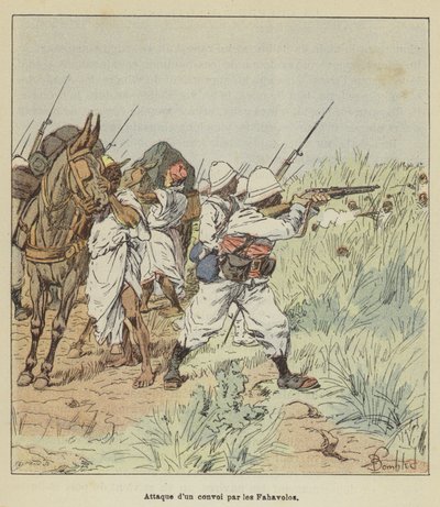 Attack on a Convoy by the Fahavolos by after Louis Charles Bombled