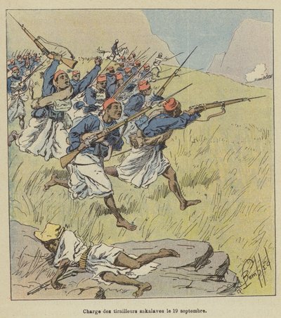 Charge of the Sakalava Skirmishers, September 19 by after Louis Charles Bombled