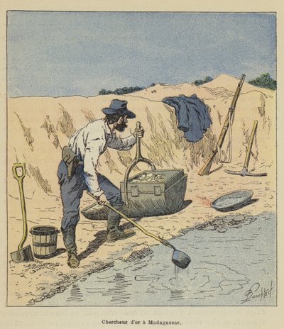 Gold Prospector in Madagascar by after Louis Charles Bombled
