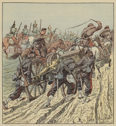 Battle of Artenay, Retreat of the Artillery under the Protection of the 6th Dragoons by after Louis Charles Bombled