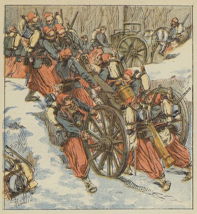 Battle of Chilleurs-aux-Bois, The Zouaves Retrieve Two 12-Pounder Guns from a Ditch Under Prussian Fire by after Louis Charles Bombled