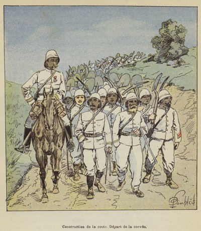 Construction of the Road, Departure of the Corvée by after Louis Charles Bombled