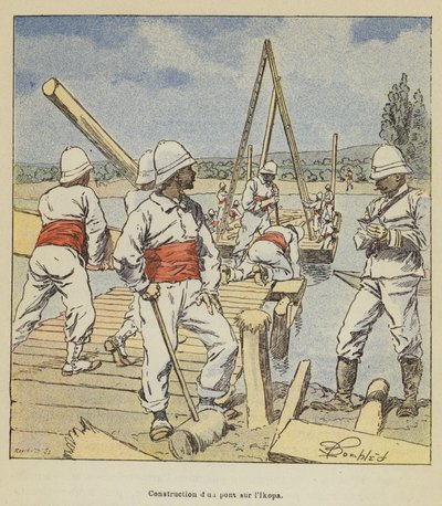 Construction of a Bridge over the Ikopa by after Louis Charles Bombled