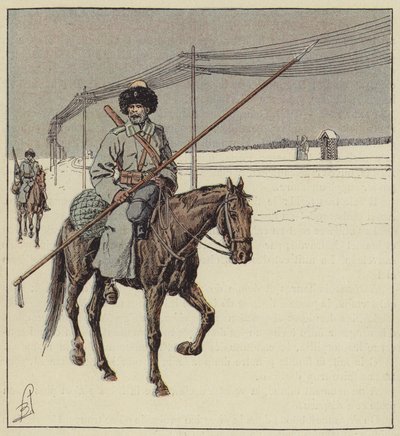 Amur Cossacks Guarding the Trans-Siberian Railway by after Louis Charles Bombled
