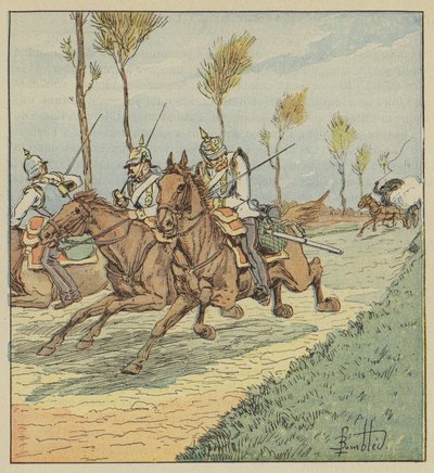 Prussian Cuirassiers Pursued by the Franc-Tireurs by after Louis Charles Bombled