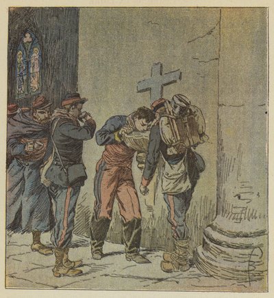 In the Church of Villiers, Dying French Prisoners Share the Contents of a Holy Water Font by after Louis Charles Bombled