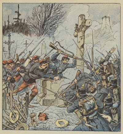Defense of the Loigny Cemetery by the 37th Marching Regiment by after Louis Charles Bombled