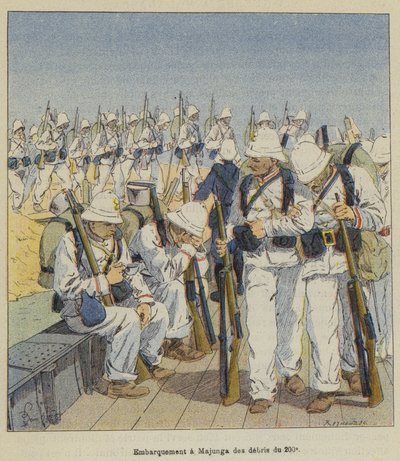 Embarkation at Majunga of the Debris of the 200th by after Louis Charles Bombled