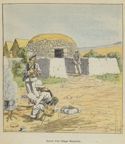 Entrance to a Malagasy Village by after Louis Charles Bombled