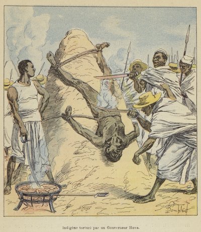 Indigenous Person Tortured by a Hova Governor by after Louis Charles Bombled