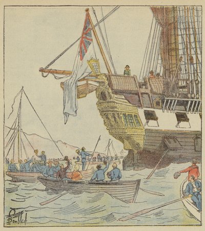 The Emperor at Plymouth, aboard the Bellerophon by after Louis Charles Bombled