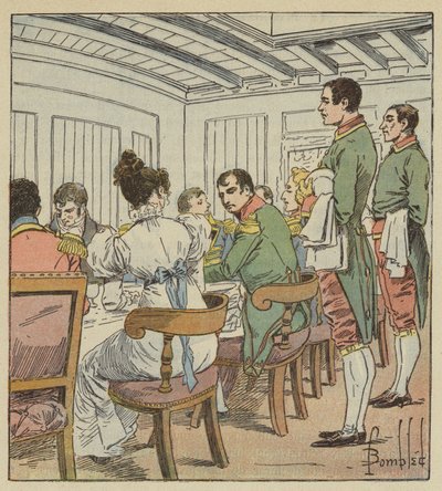 The Emperor had Mrs. de Montholon on his left by after Louis Charles Bombled