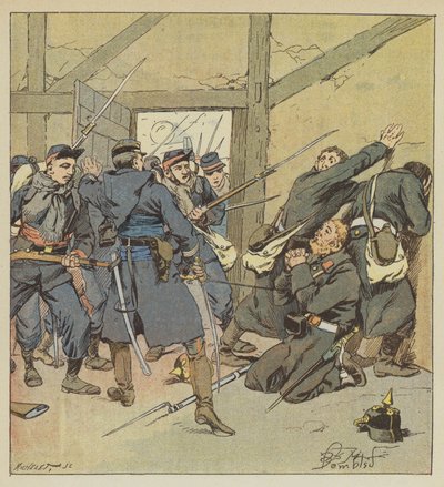 The Attack on Villejouan by Commander Fouilhade by after Louis Charles Bombled