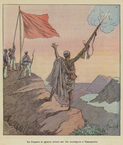 The War Flag Raised on the Mountains in Tananarive by after Louis Charles Bombled