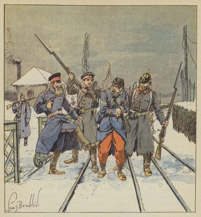 Quartermaster Papot, Wounded and Captured, is Shamefully Beaten by a Prussian Officer by after Louis Charles Bombled