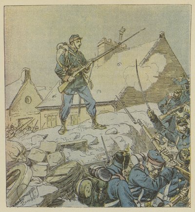 Sergeant Pitou, Intrepidly Climbing the Barricade at Courceboeufs, Decides the Capture of the Village by after Louis Charles Bombled