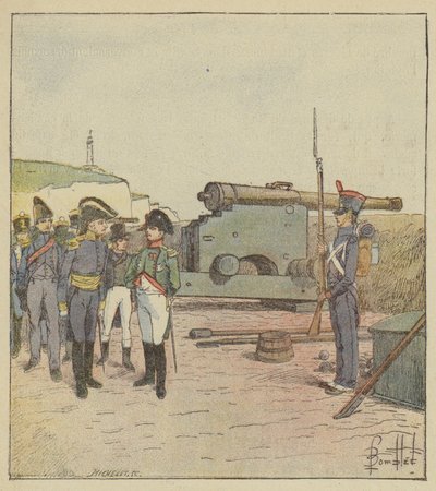 The Emperor visits the fortifications of the island of Aix by after Louis Charles Bombled