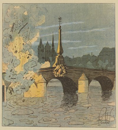 The Prussians Blow Up the Footbridge of the Blois Bridge to Escape Our Pursuit by after Louis Charles Bombled