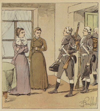 The young girls of Verdun and the soldiers of the Conde army by after Louis Charles Bombled
