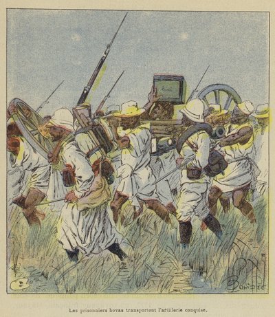 Hova Prisoners Transporting Captured Artillery by after Louis Charles Bombled