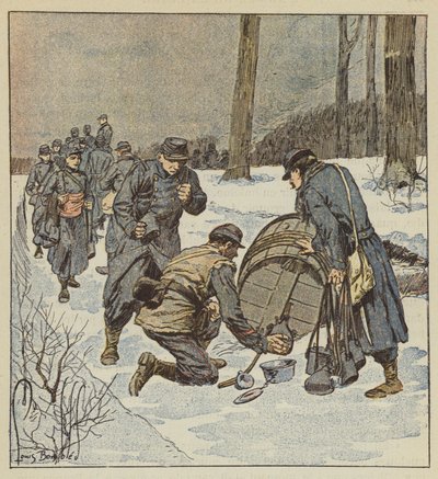Marine Infantry Soldiers Fill Their Canteens from a Barrel of Rum by after Louis Charles Bombled