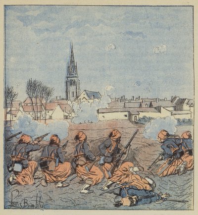 The Zouaves Attacking Beaune-la-Rolande by after Louis Charles Bombled