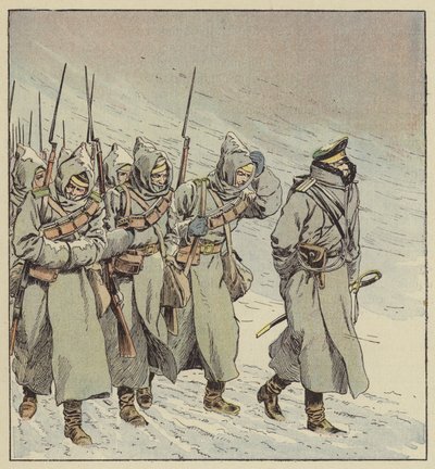 Forced March of Russian Infantry in Manchuria by after Louis Charles Bombled