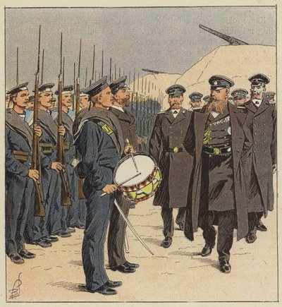 Russian Sailors at Inspection in Port-Arthur by after Louis Charles Bombled