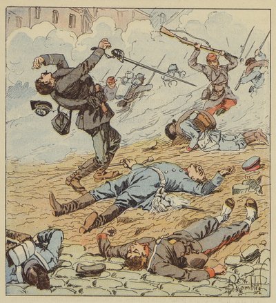Death of Captain de Boissieu at the Battle of Orleans by after Louis Charles Bombled