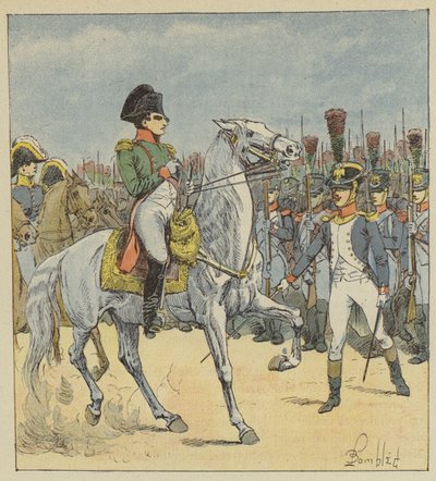 Napoleon addressed at the parade by a lieutenant by after Louis Charles Bombled
