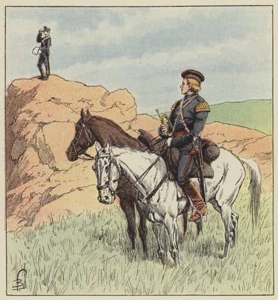 Cossack Officer Reconnoitering in Front of Ping-Yang by after Louis Charles Bombled