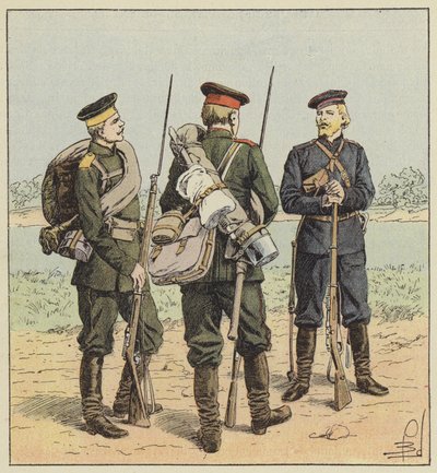 Russian Soldiers in Campaign Uniform by after Louis Charles Bombled