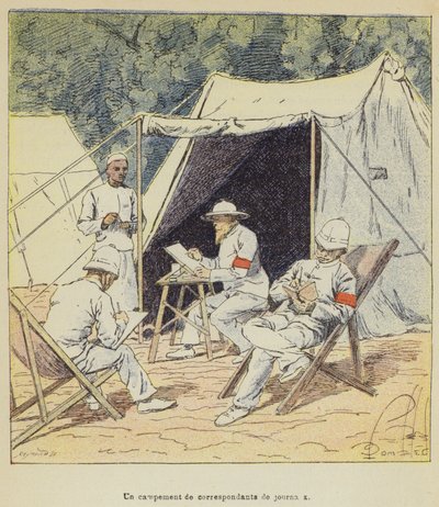 A Camp of Newspaper Correspondents by after Louis Charles Bombled