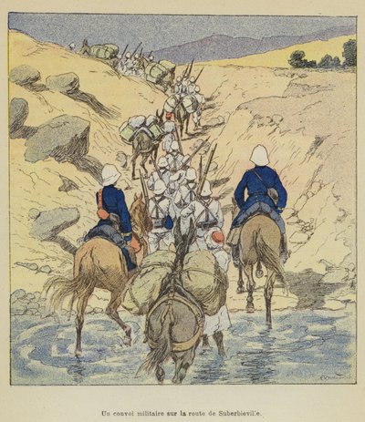 A Military Convoy on the Road to Suberbieville by after Louis Charles Bombled