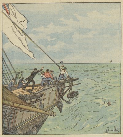 A man overboard by after Louis Charles Bombled