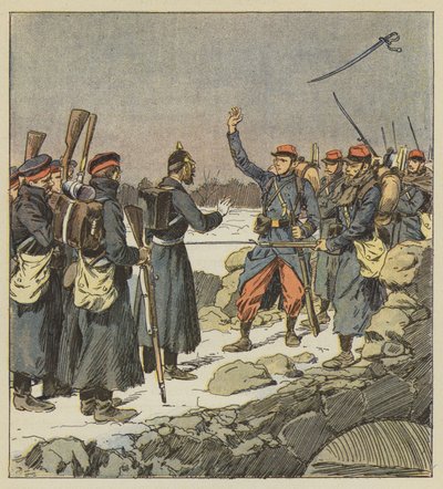 A German Officer Returns His Sword to a French Corporal Who Throws It to the Wind by after Louis Charles Bombled