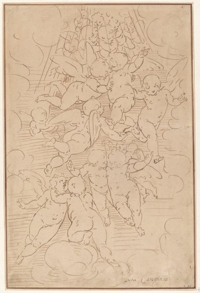 A Group of Angels in Glory by after Luca Cambiaso Italian 17th Century