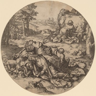 Christ at the Mount of Olives by after Lucas van Leyden