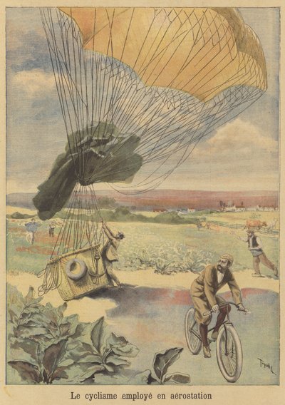A Cyclist Setting Off After Being Carried by a Balloon by after Oswaldo Tofani