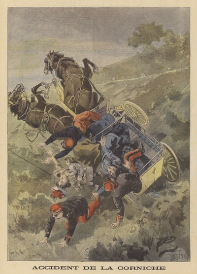 Carriage Accident on the Corniche Between Eze and La Turbie by after Oswaldo Tofani