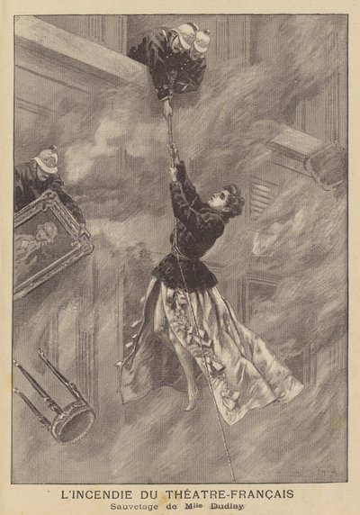 Fire at the Theatre-Francais, Paris by after Oswaldo Tofani