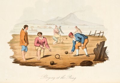 Playing at the Ring, from Italian Scenery, representing the Manners, Customs and Amusements of the different States of Italy, pub. 1806 by after P. van Lerberghi