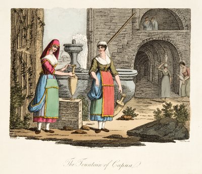 The Fountain of Capua, from Italian Scenery, representing the Manners, Customs and Amusements of the different States of Italy, pub. 1806 by after P. van Lerberghi