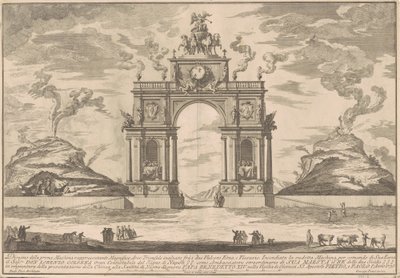 The Prima Macchina for the Chinea of 1756: A Triumphal Arch between Mount Etna and Mount Vesuvius by after Paolo Posi Giuseppe Pozzi