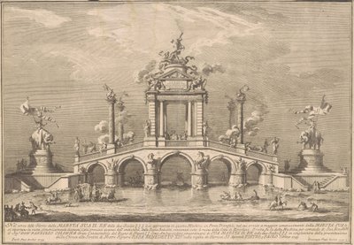 The First Machine for the Chinea of 1755: A Triumphal Bridge with Antiquities from Herculaneum by after Paolo Posi Giuseppe Vasi