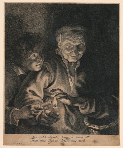 Old Woman and a Boy with Candles by after Peter Paul Rubens