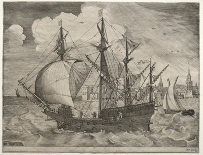 Sailing Vessels: Armed Four-Master Putting Out to Sea by after Pieter Bruegel